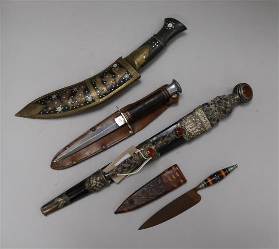 A collection of knives and Kukri longest 44cm